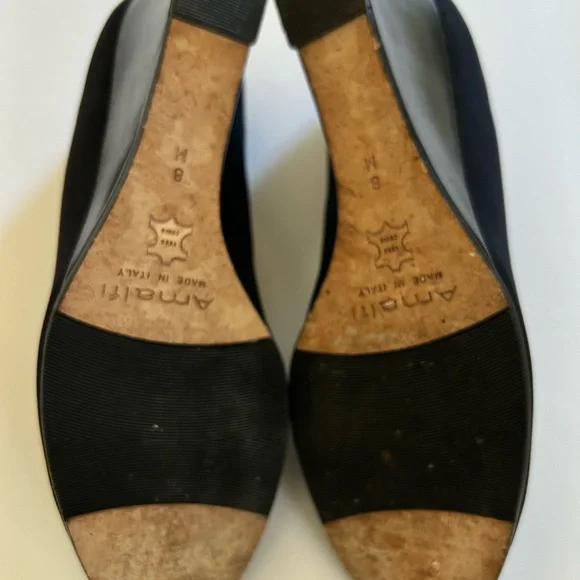 AMALFI Black Wedge Peep Toe Pumps Size 8 - Picture 6 of 7
